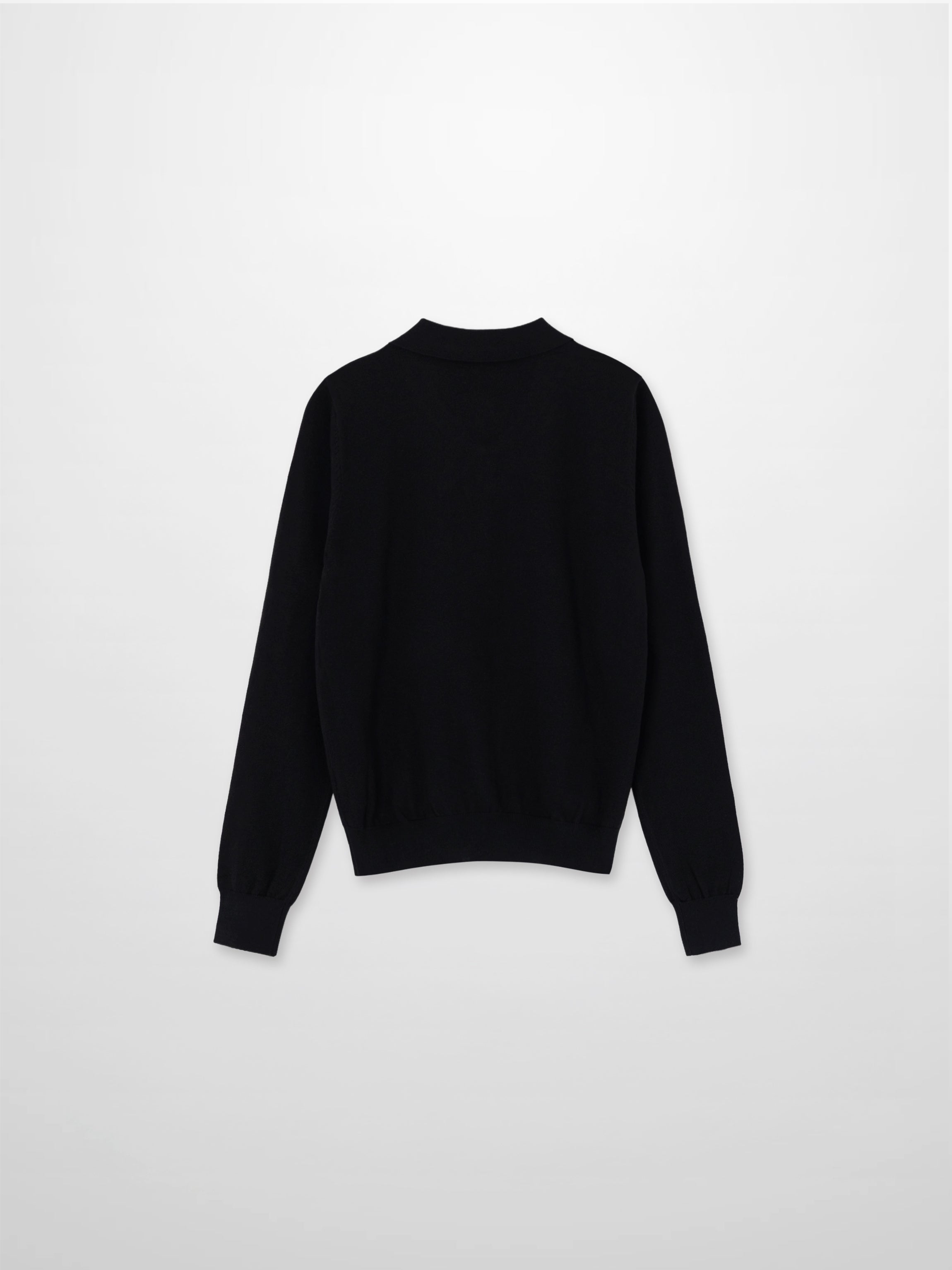 Wool Blend Collared Cardigan-Black-2