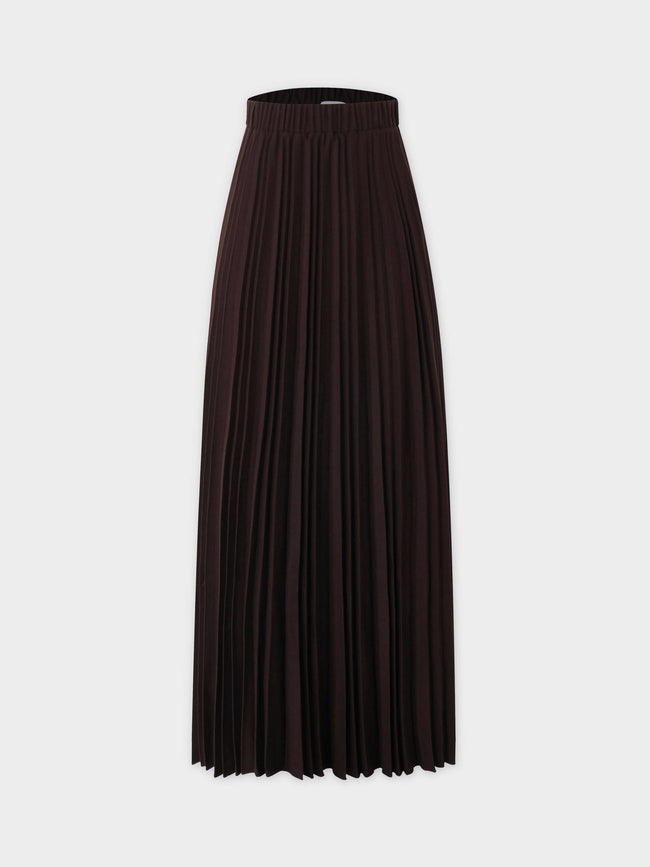 Wool Blend  Pleated Skirt-Dark Brown-0