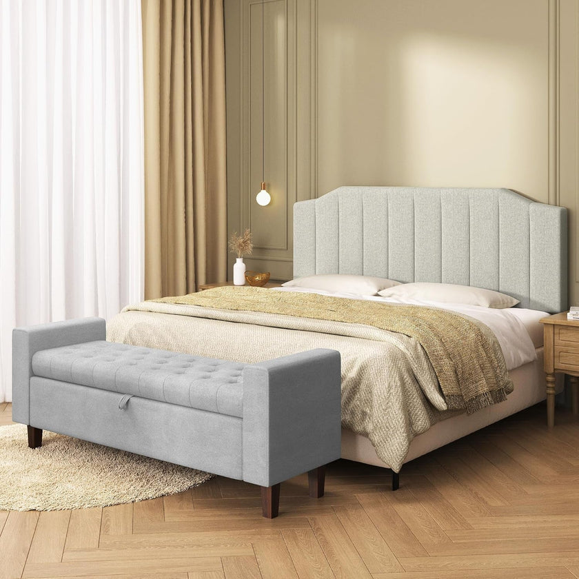 Linen Upholstered King Size Headboard with Easy Assembly-2