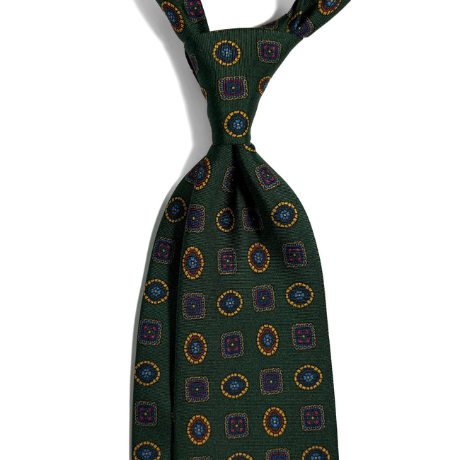 Forest Green Geometric Silk Tie-1