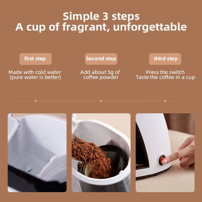 Compact Automatic Coffee Maker with Ceramic Cup & Safety Features-1