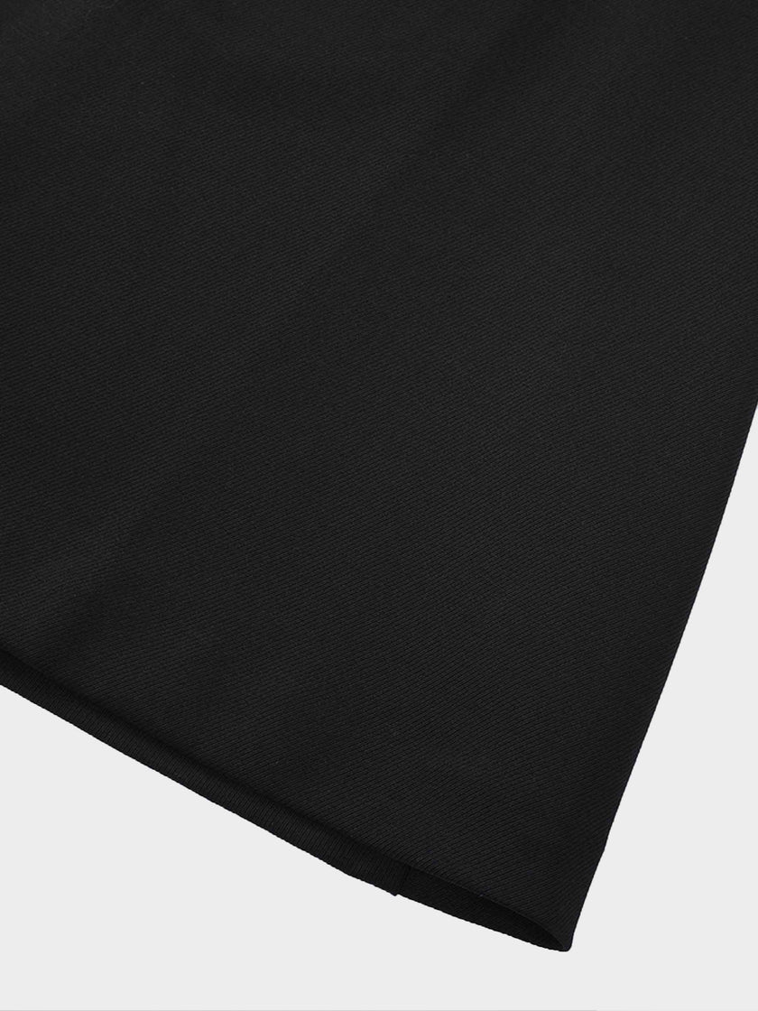 Top Pleat Wool Blend Midi Skirt-Black-4