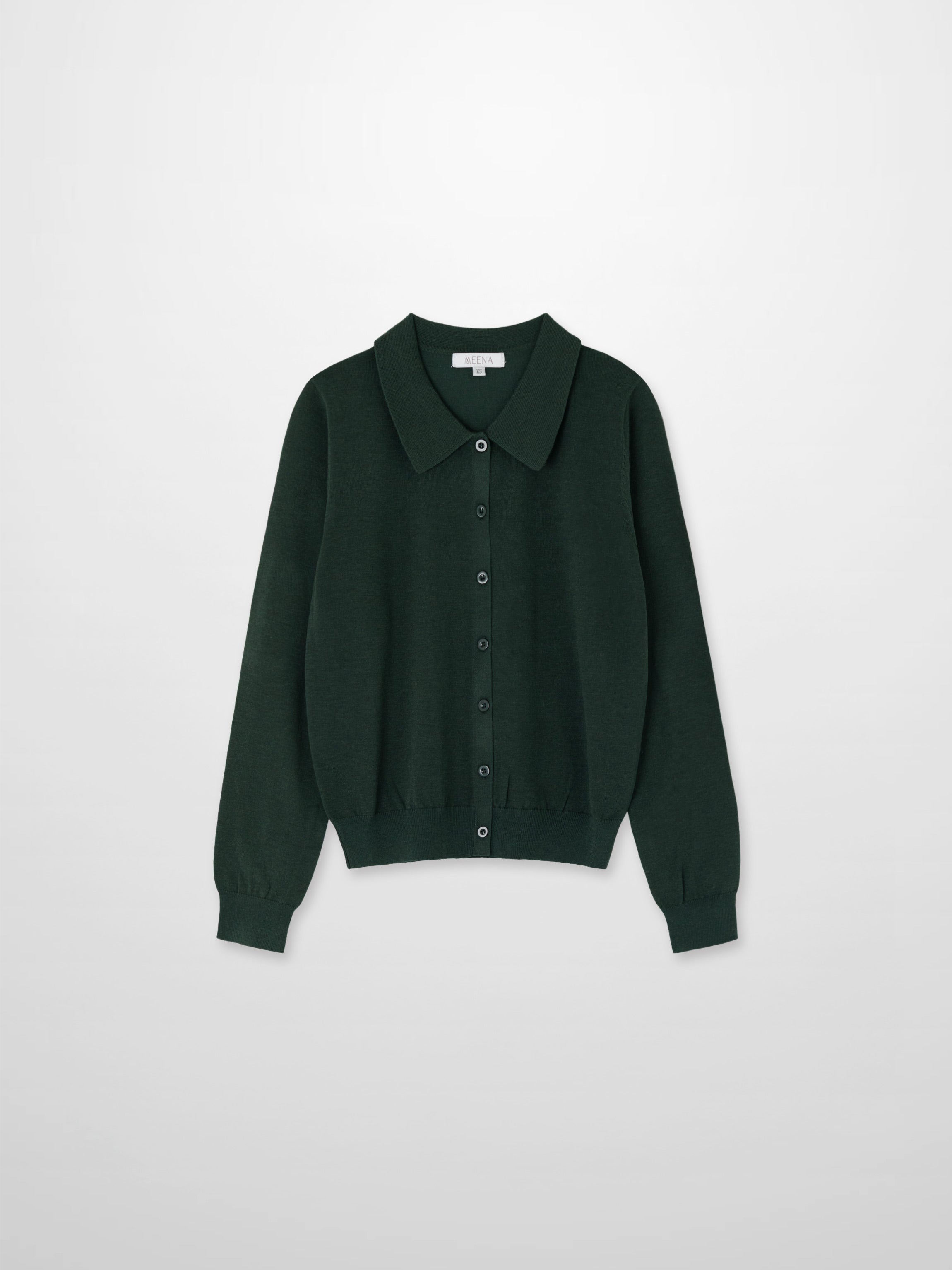 Wool Blend Collared Cardigan-Green-0