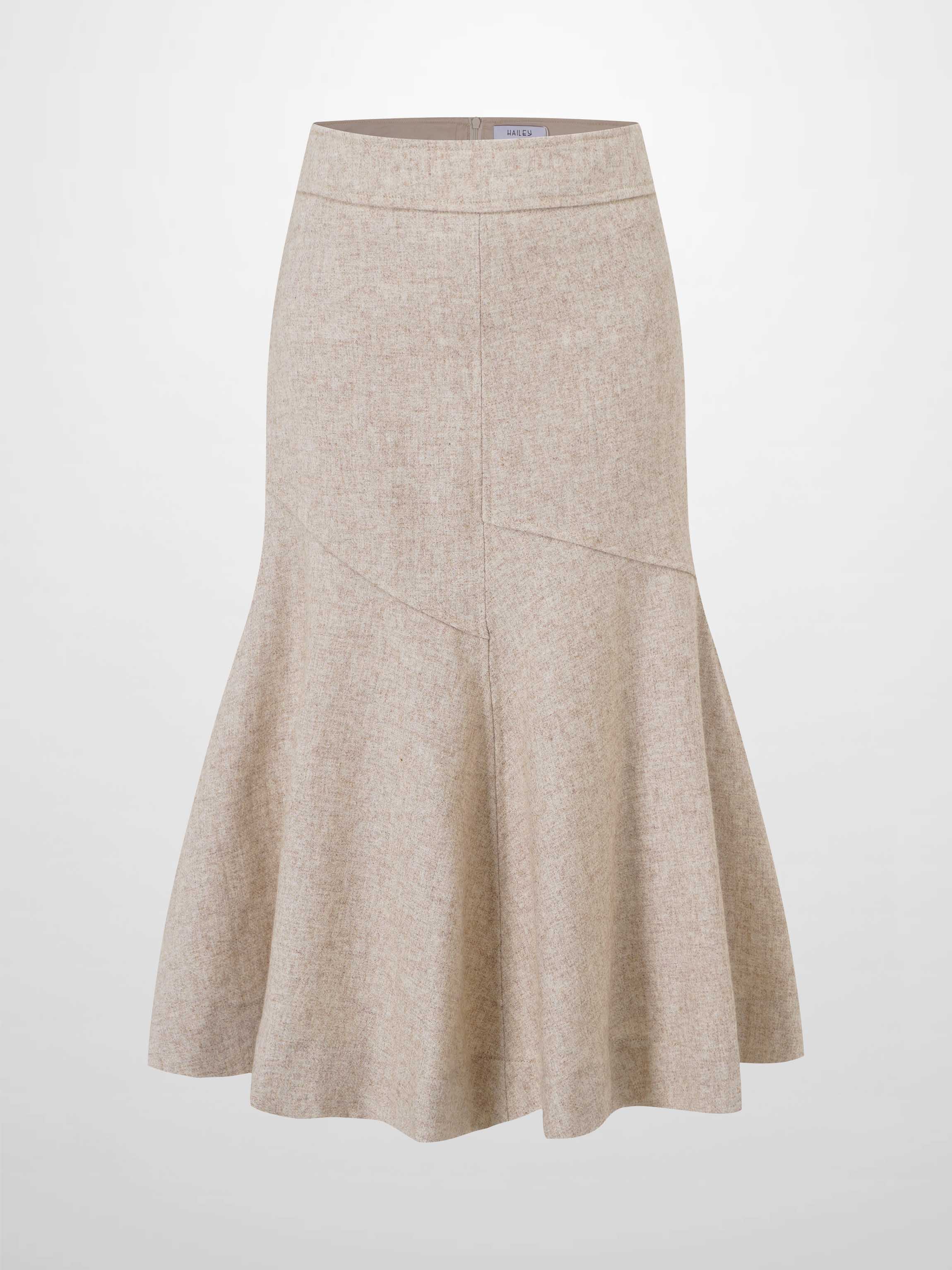 Wool Blend Short Panel Skirt-Oatmeal-1