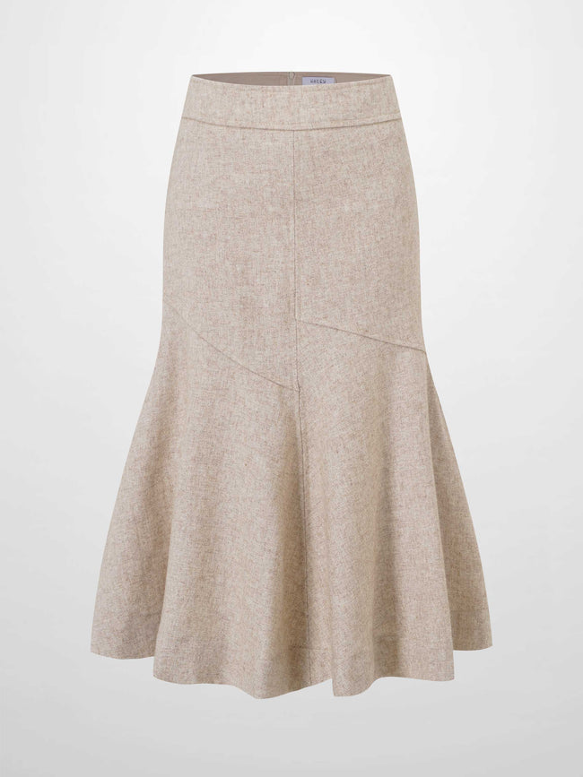 Wool Blend Short Panel Skirt-Oatmeal-1