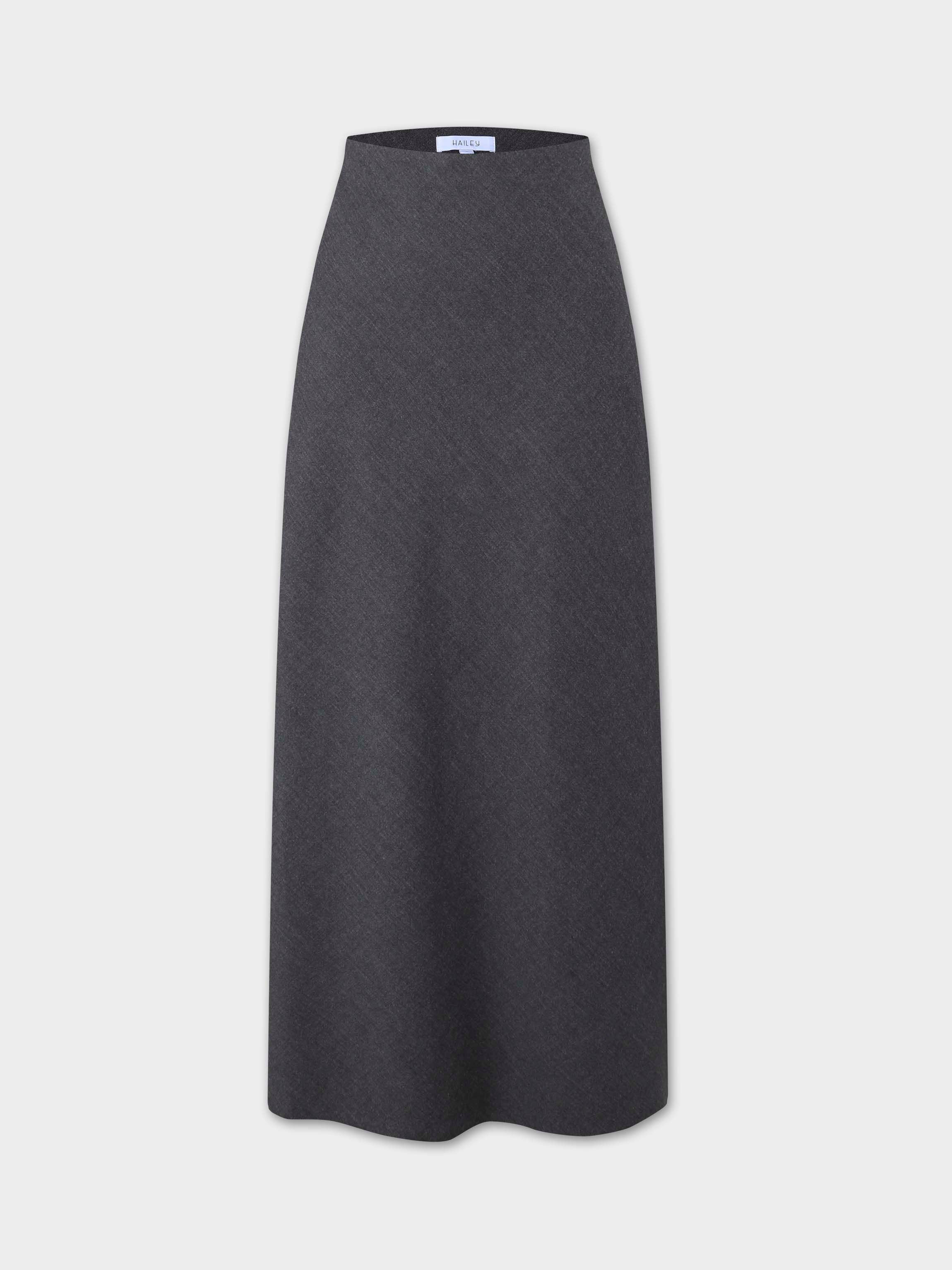Wool Blend Slip Skirt-Grey-0