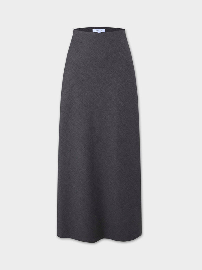 Wool Blend Slip Skirt-Grey-0