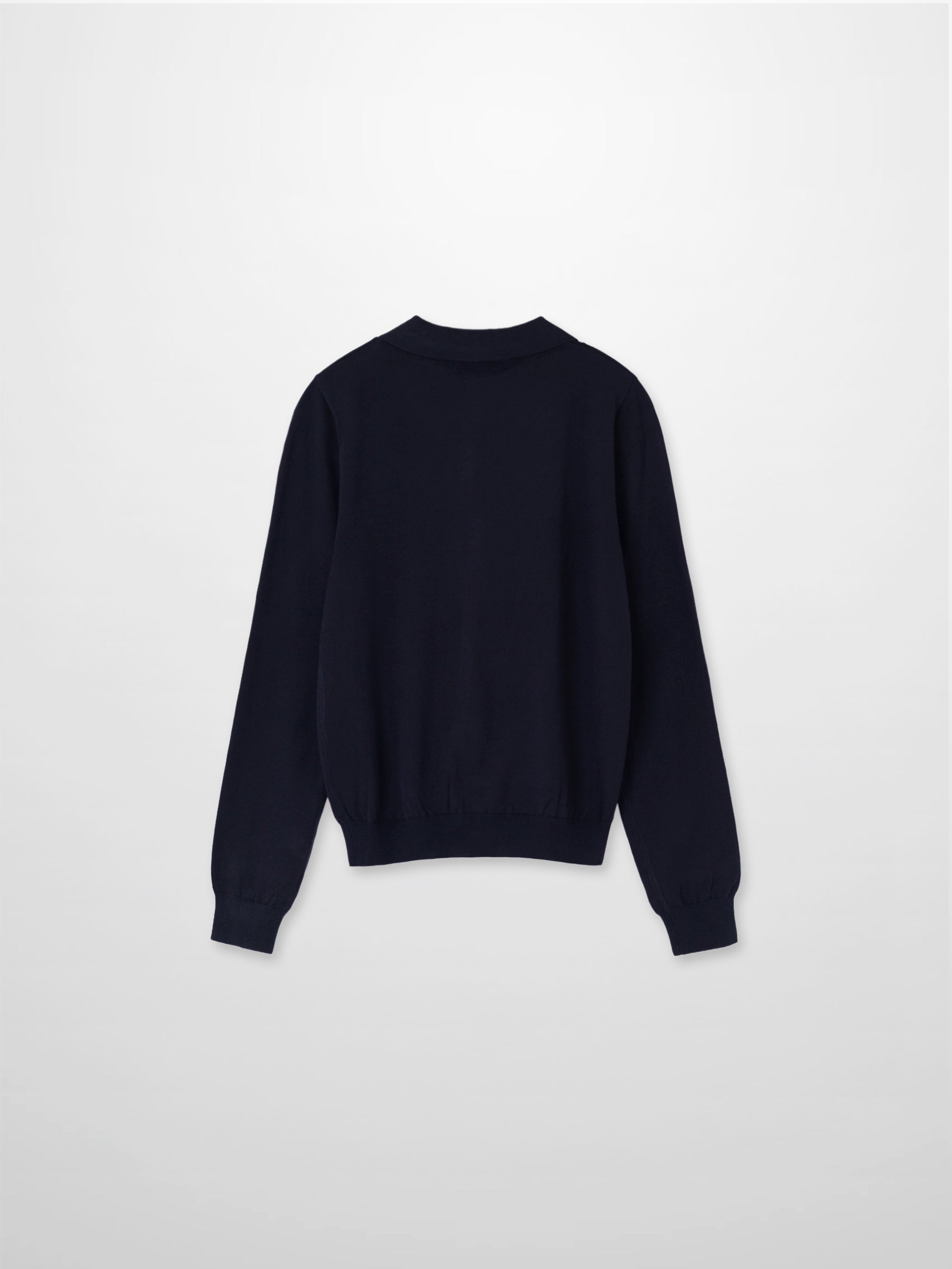 Wool Blend Collared Cardigan-Navy-2