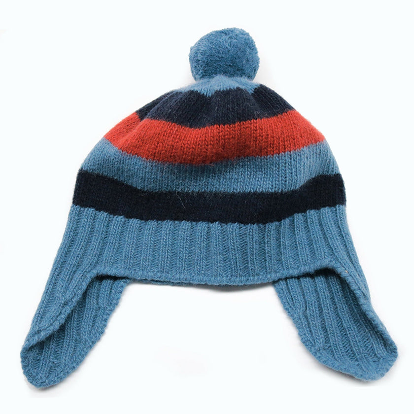 Luxury Baby Striped Earflap Cashmere Hat with Pom Poms 3-6M to 9-12M Sizes-6