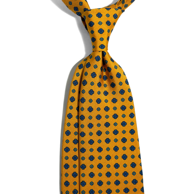 Marigold Yellow Floral Printed Silk Tie-1