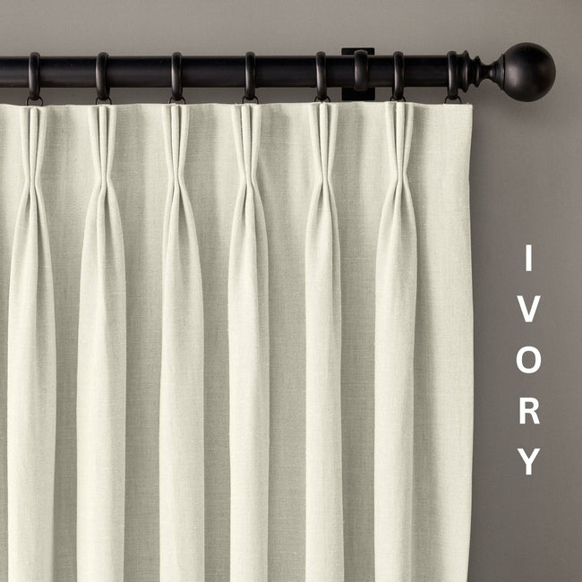 GOTS Certified Organic Cotton Linen Curtains - Triple Pinch Pleat, Blackout/Light Filtering Options | TheOrganicHabitat.com