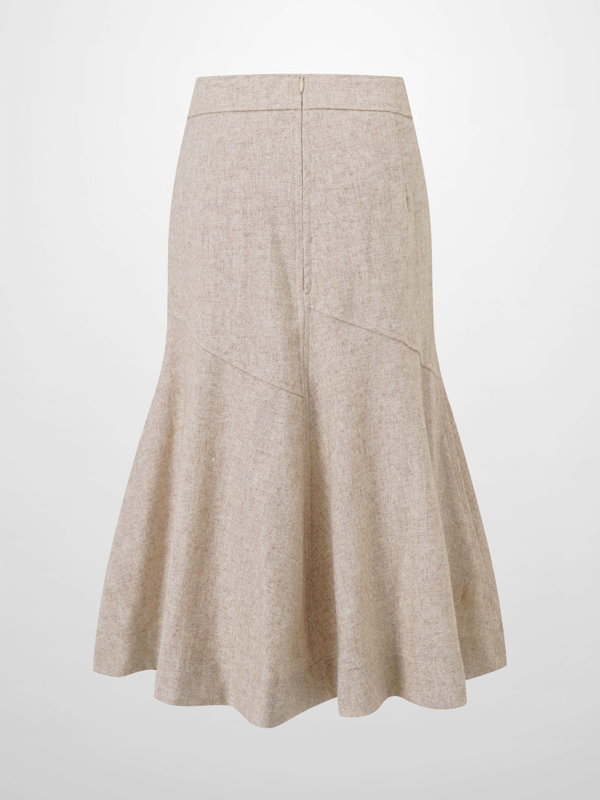 Wool Blend Short Panel Skirt-Oatmeal-2