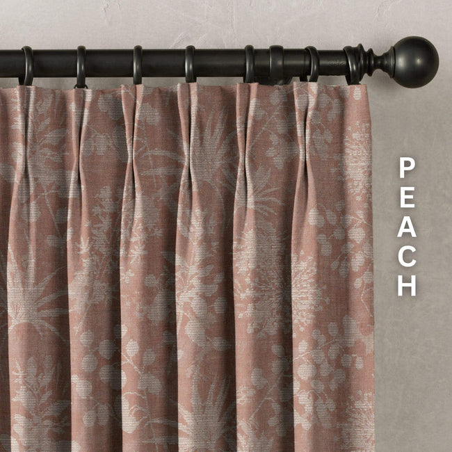 Floral Botanical Print Linen Curtains | 9 Colors | Pinch Pleated | Standard & Made-to-Order Sizes