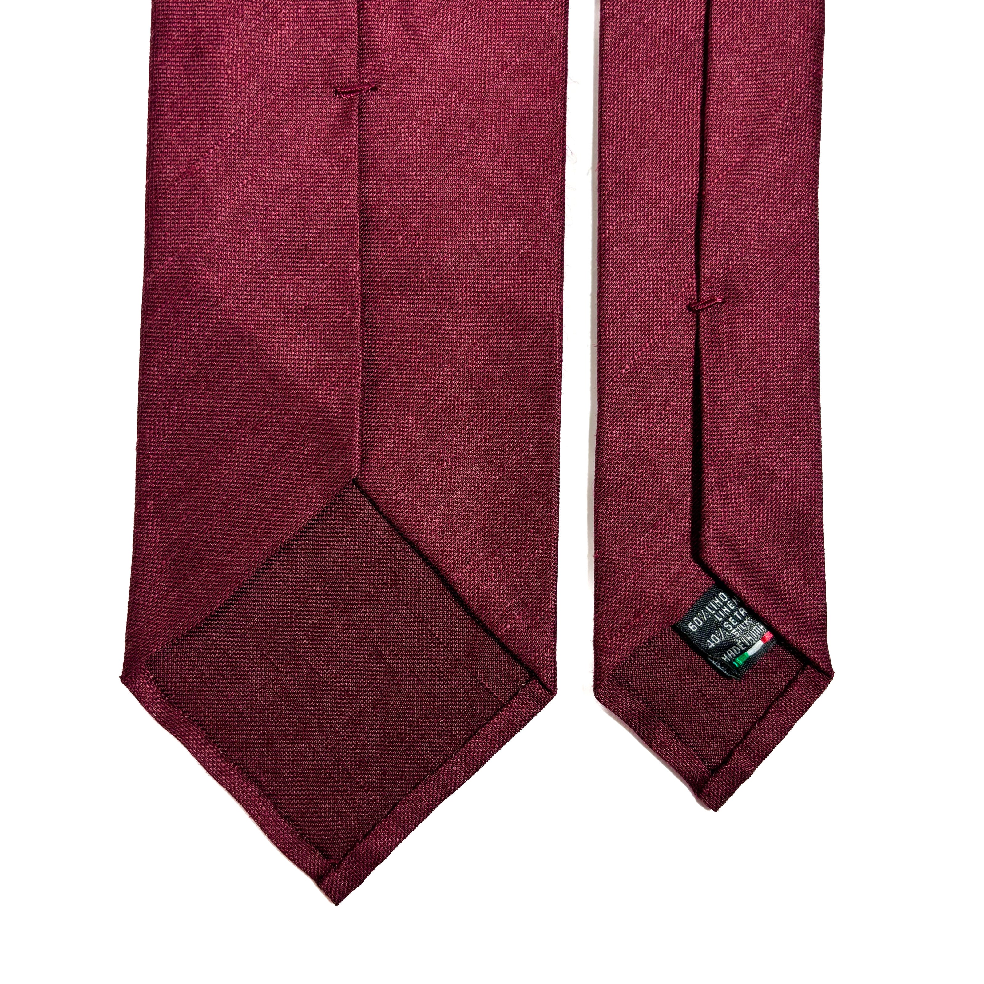 Burgundy Untipped Linen/Silk Tie-3