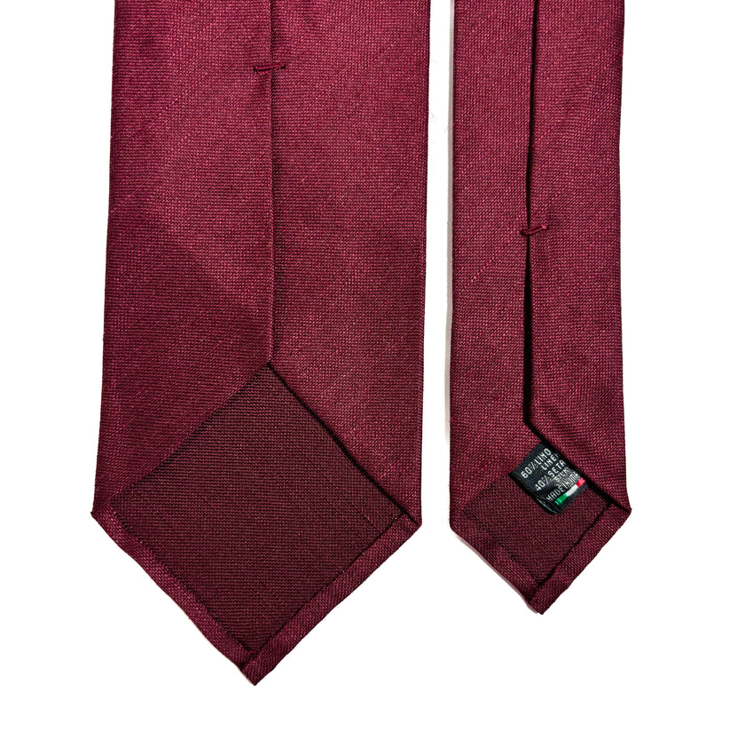 Burgundy Untipped Linen/Silk Tie-3