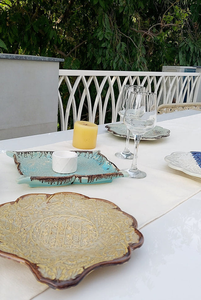 Natural Linen Table Runner | Off-White | Textured Weave |