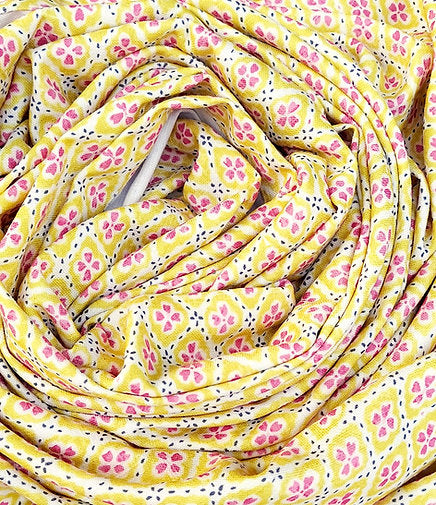 Yellow Floral Print Tablecloth | GOTS Certified Organic Cotton | Various Sizes