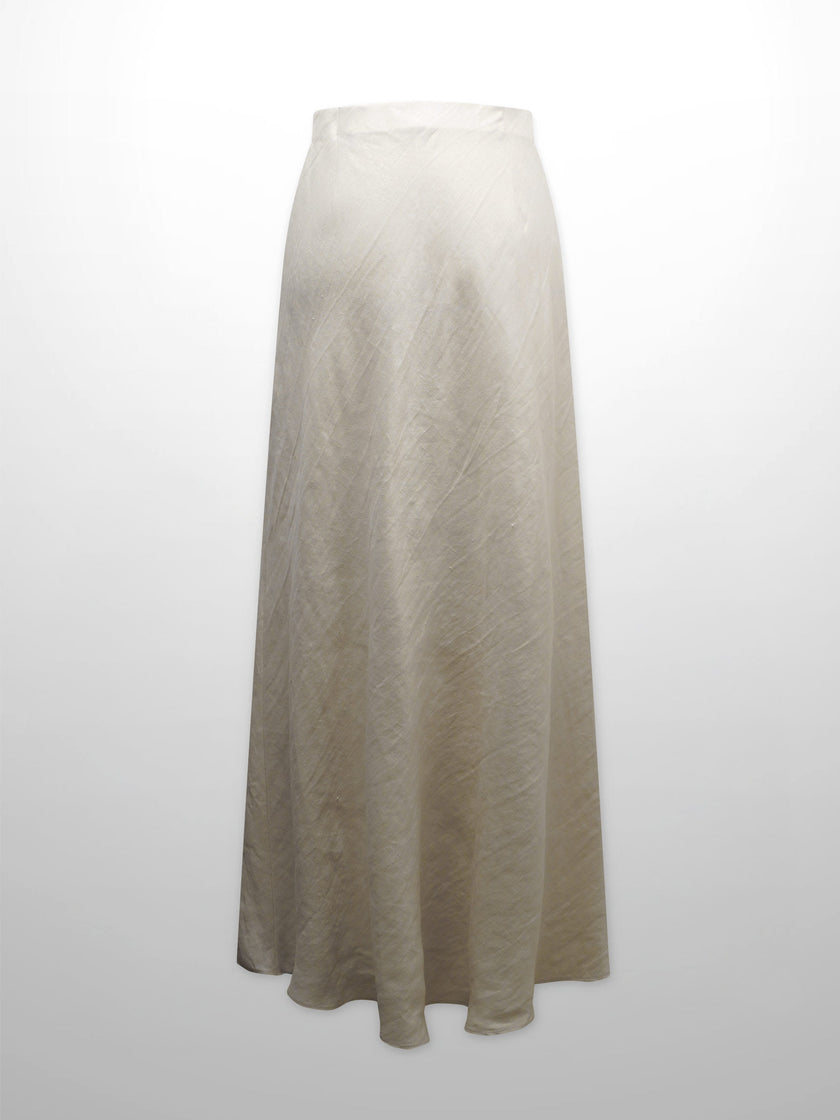 Linen Slip Skirt-Ecru
