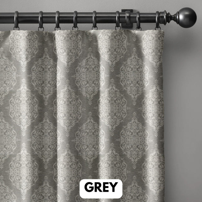 Luxury Damask Silk Jacquard Curtains | Blackout & Light Filtering Lined Drapes | Standard & Made to Measure