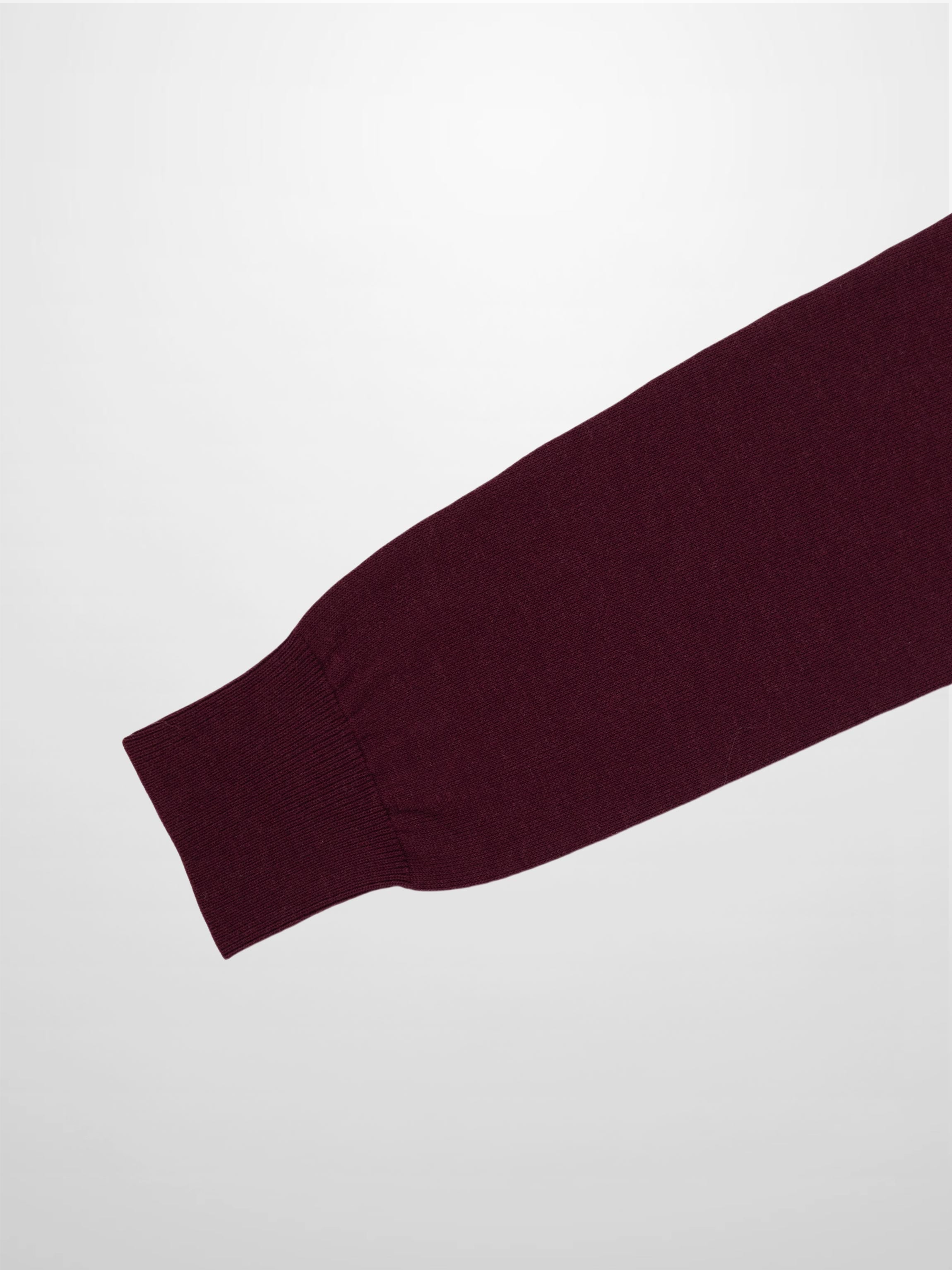 Wool Blend Collared Cardigan-Burgundy-4