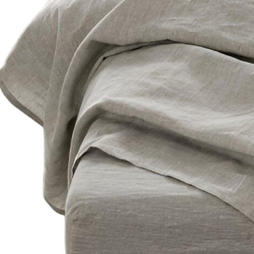 Four Piece Light Gray Linen Sheet Set-2