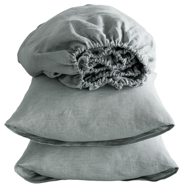 Four Piece Blue Linen Sheet Set