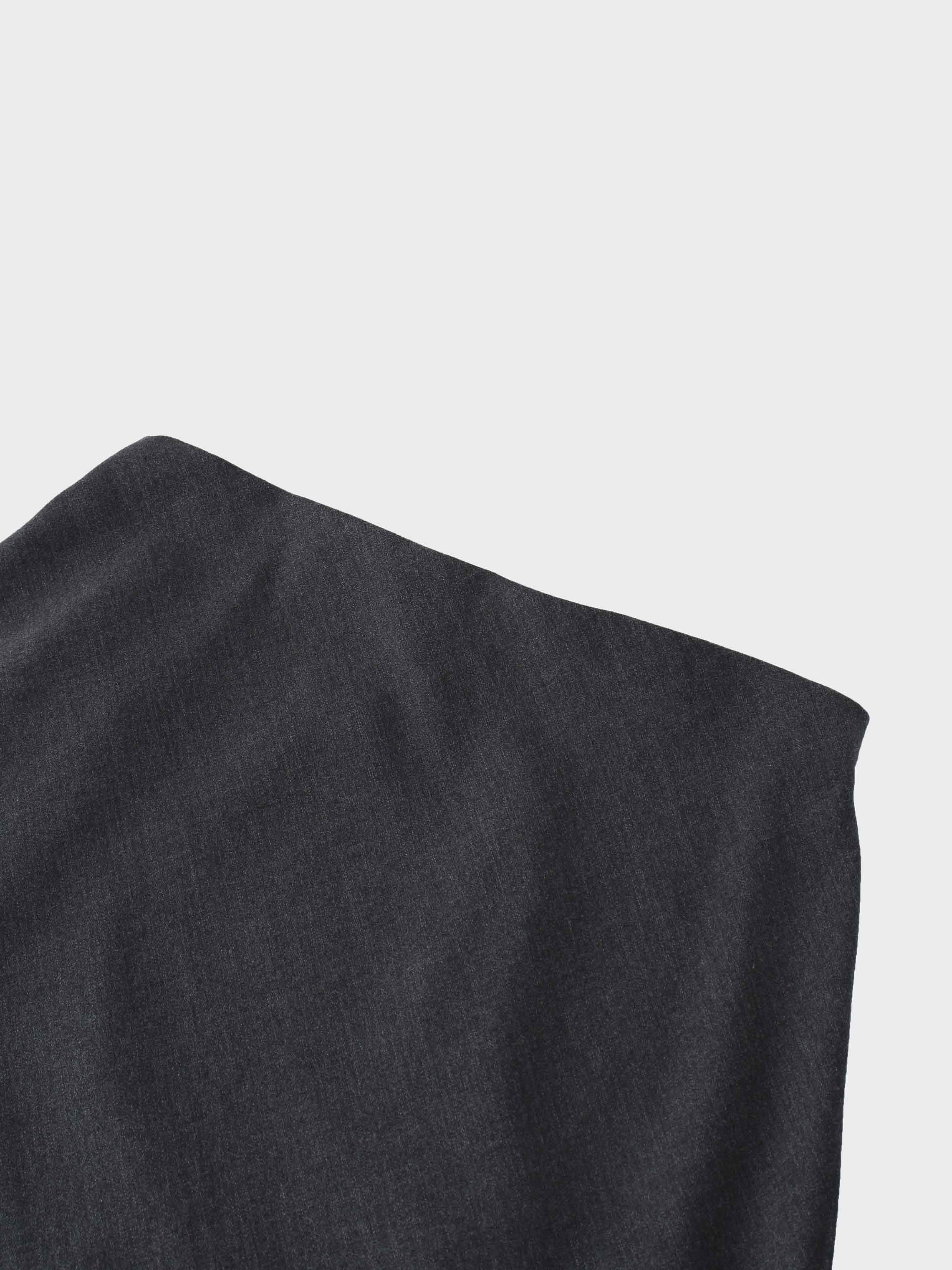 Wool Blend Slip Skirt-Grey-2