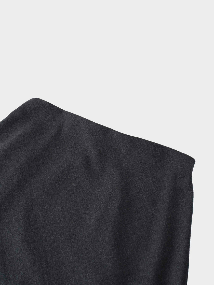 Wool Blend Slip Skirt-Grey-2