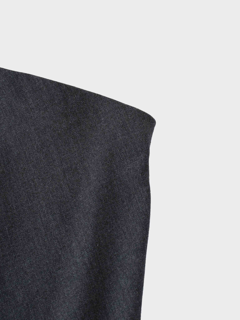 Wool Blend Slip Skirt-Grey-4