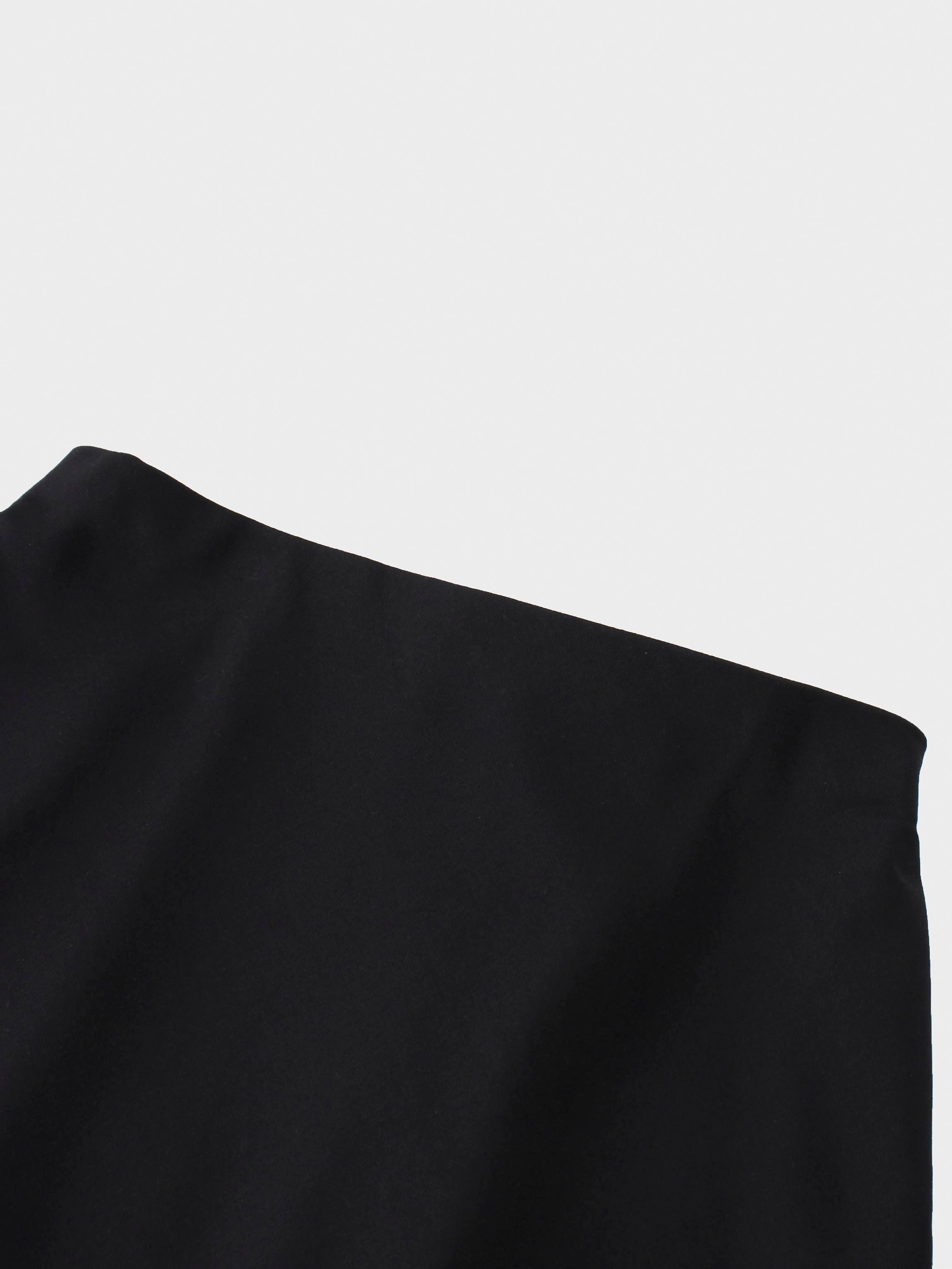 Wool Blend Slip Skirt-Navy-2