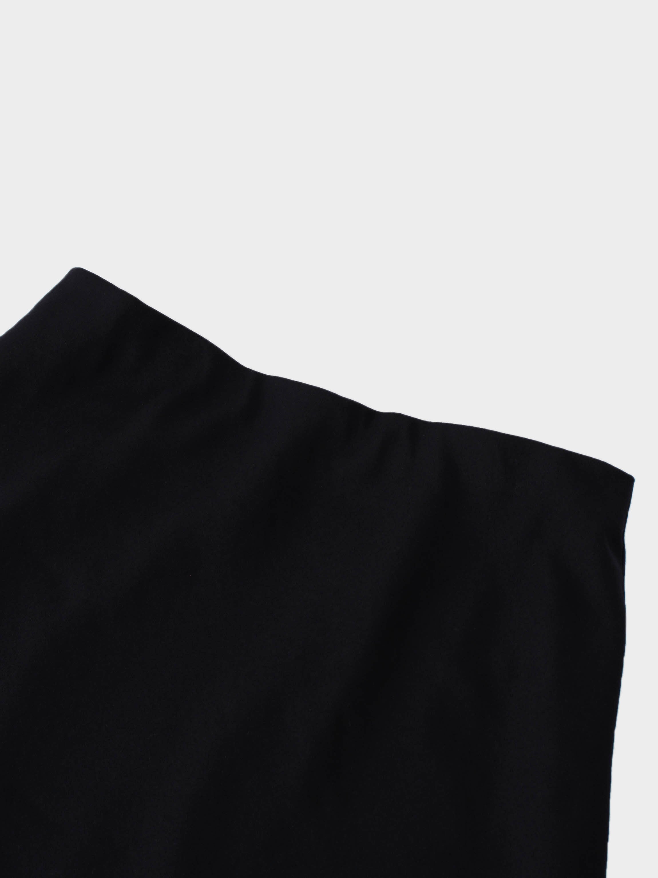 Wool Blend Slip Skirt-Black-3