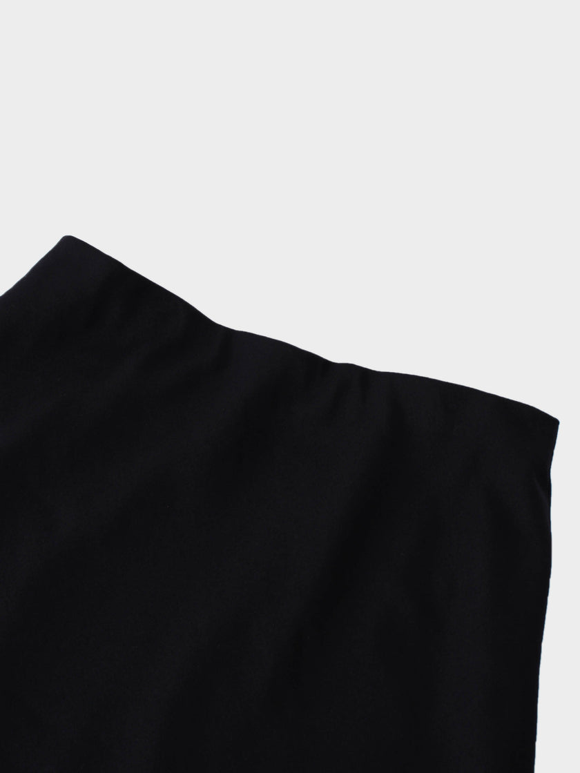 Wool Blend Slip Skirt-Black-3