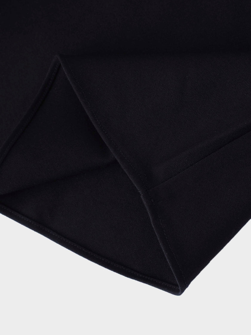 Wool Blend Slip Skirt-Black-4