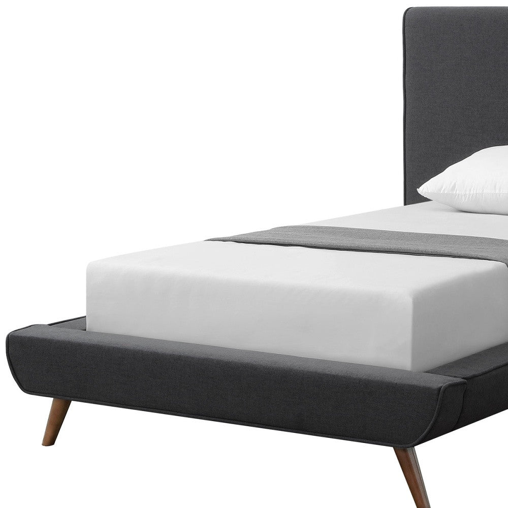 Charcoal Solid Wood Twin Upholstered Linen Bed-8