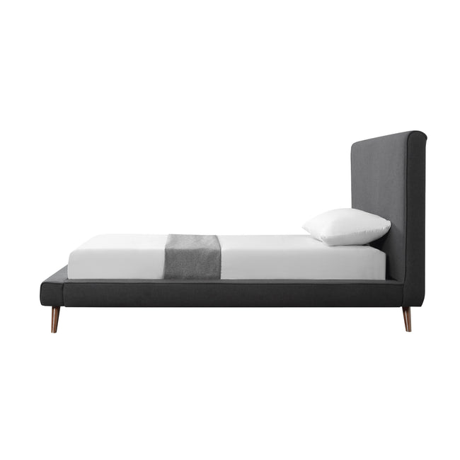 Charcoal Solid Wood Twin Upholstered Linen Bed-1