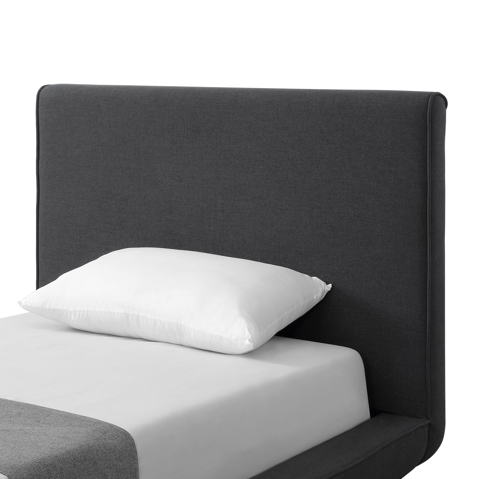Charcoal Solid Wood Twin Upholstered Linen Bed-6