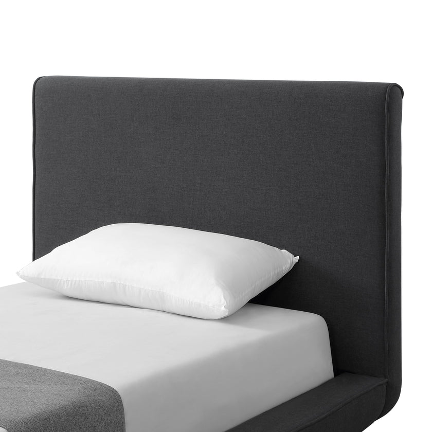 Charcoal Solid Wood Twin Upholstered Linen Bed-6