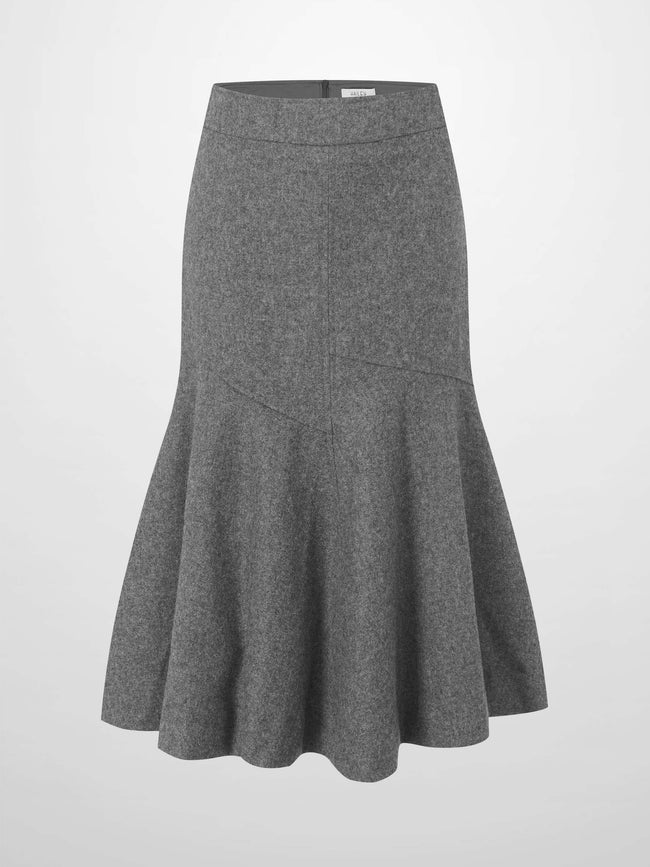 Wool Blend Short Panel Skirt-Charcoal Grey-0