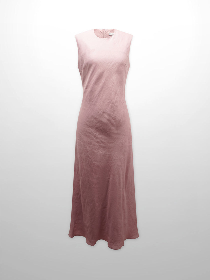 Linen A-Line Slip Dress-Blush