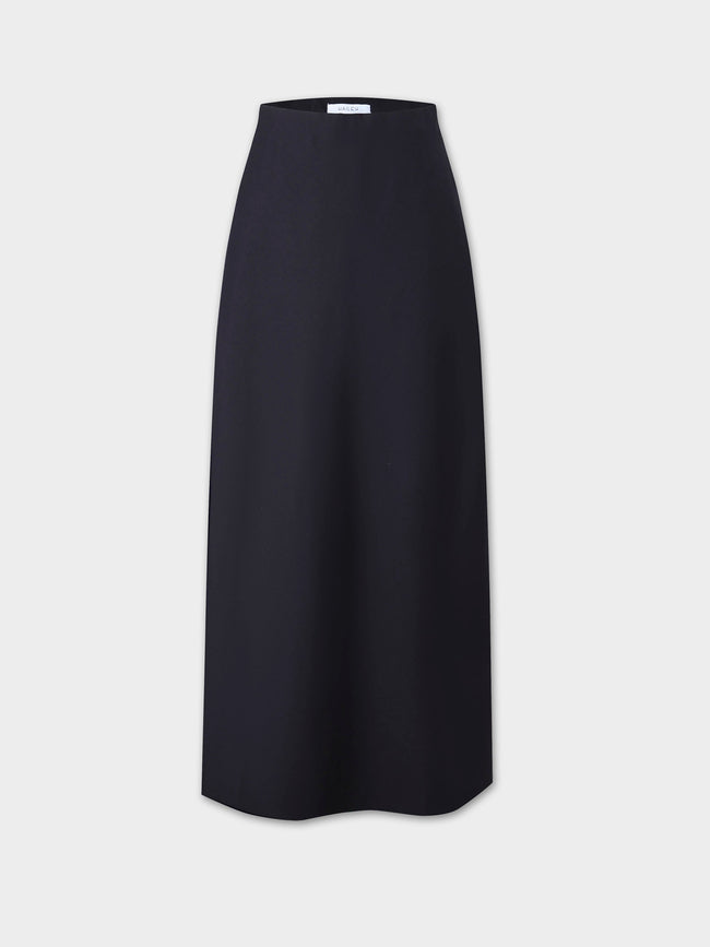 Wool Blend Slip Skirt-Navy-0