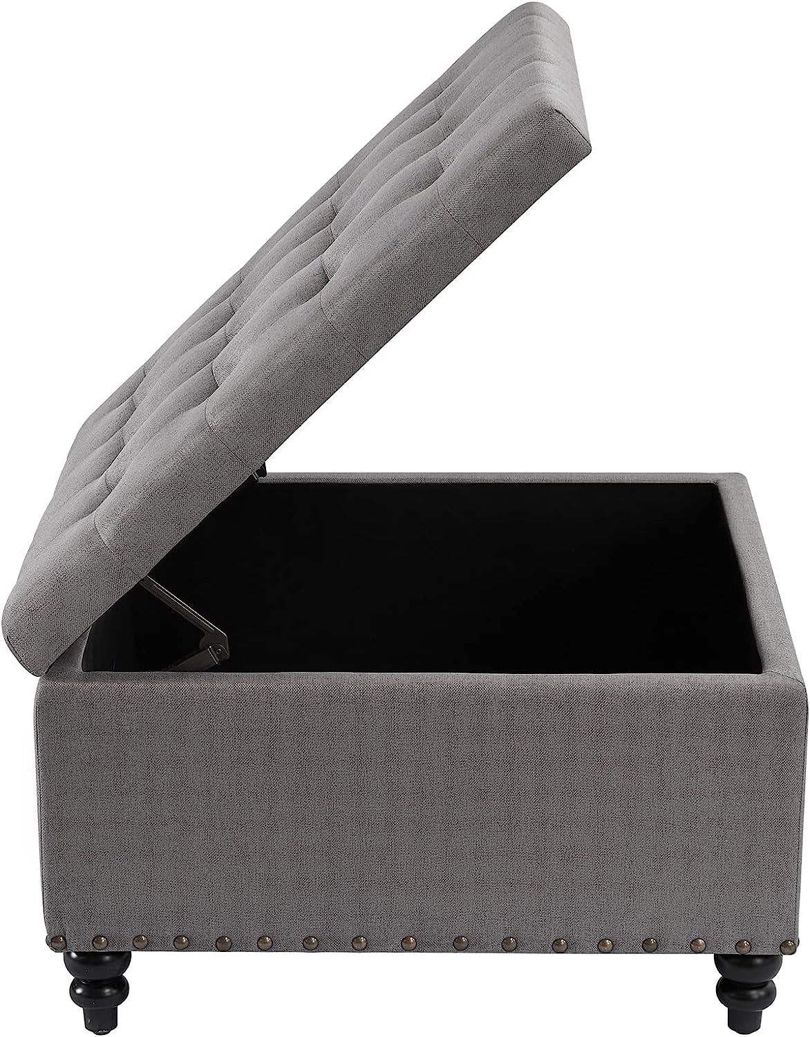 Grey Tufted Ottoman with Storage for Living Room-4