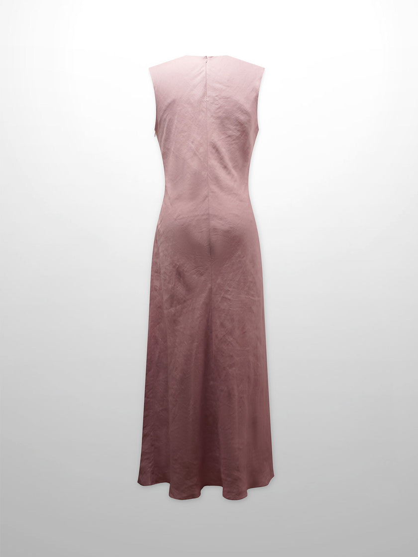 Linen A-Line Slip Dress-Blush