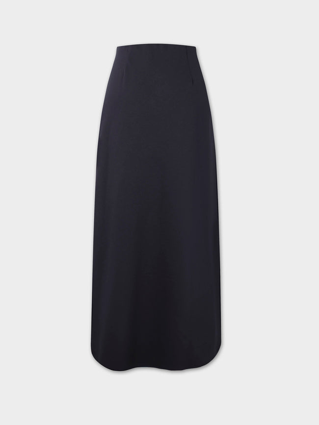 Wool Blend Slip Skirt-Navy-1