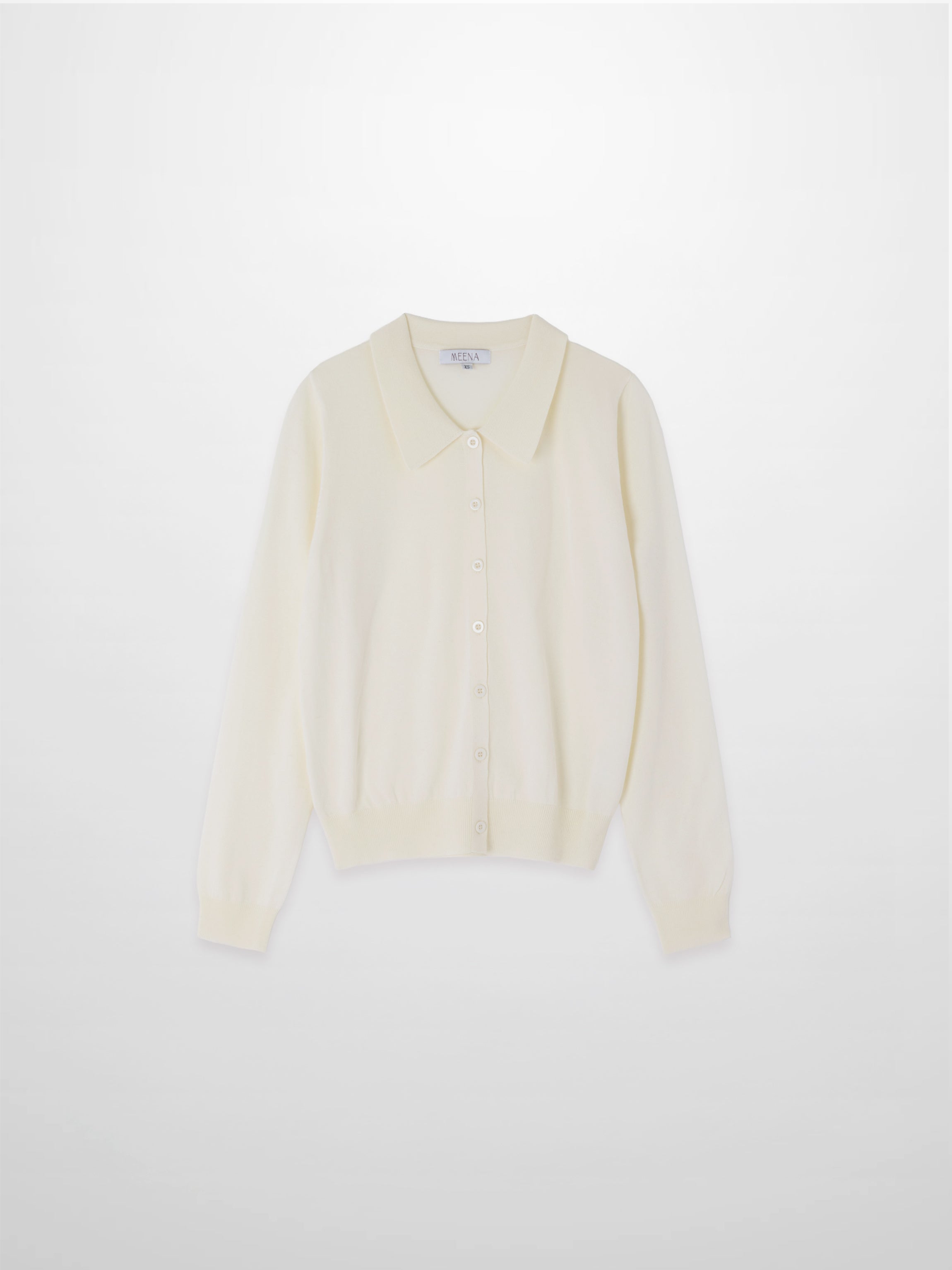 Wool Blend Collared Cardigan-Ivory-0