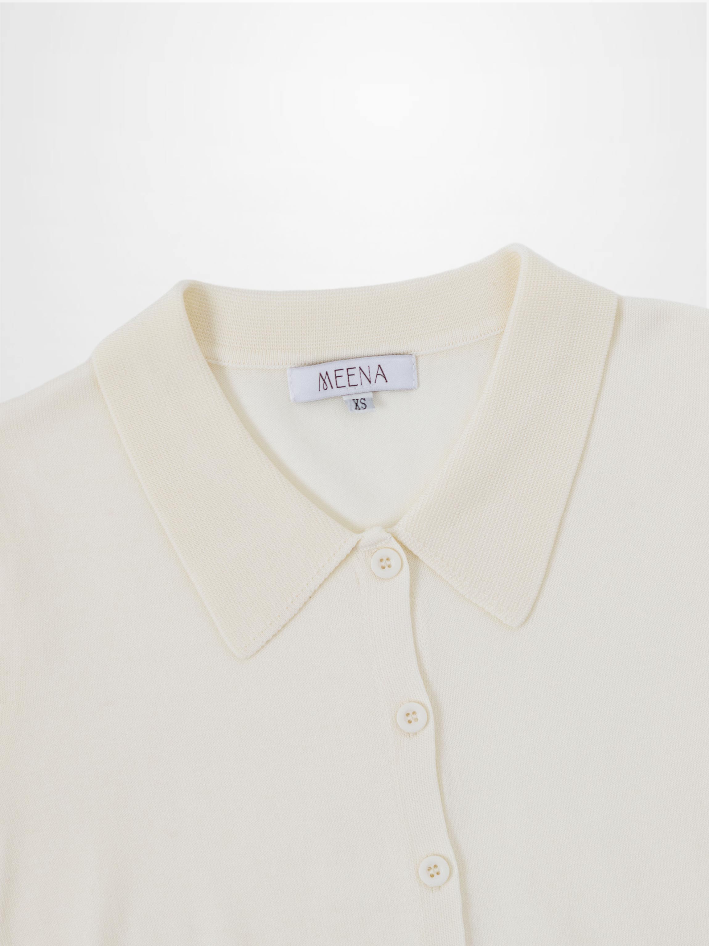 Wool Blend Collared Cardigan-Ivory-2
