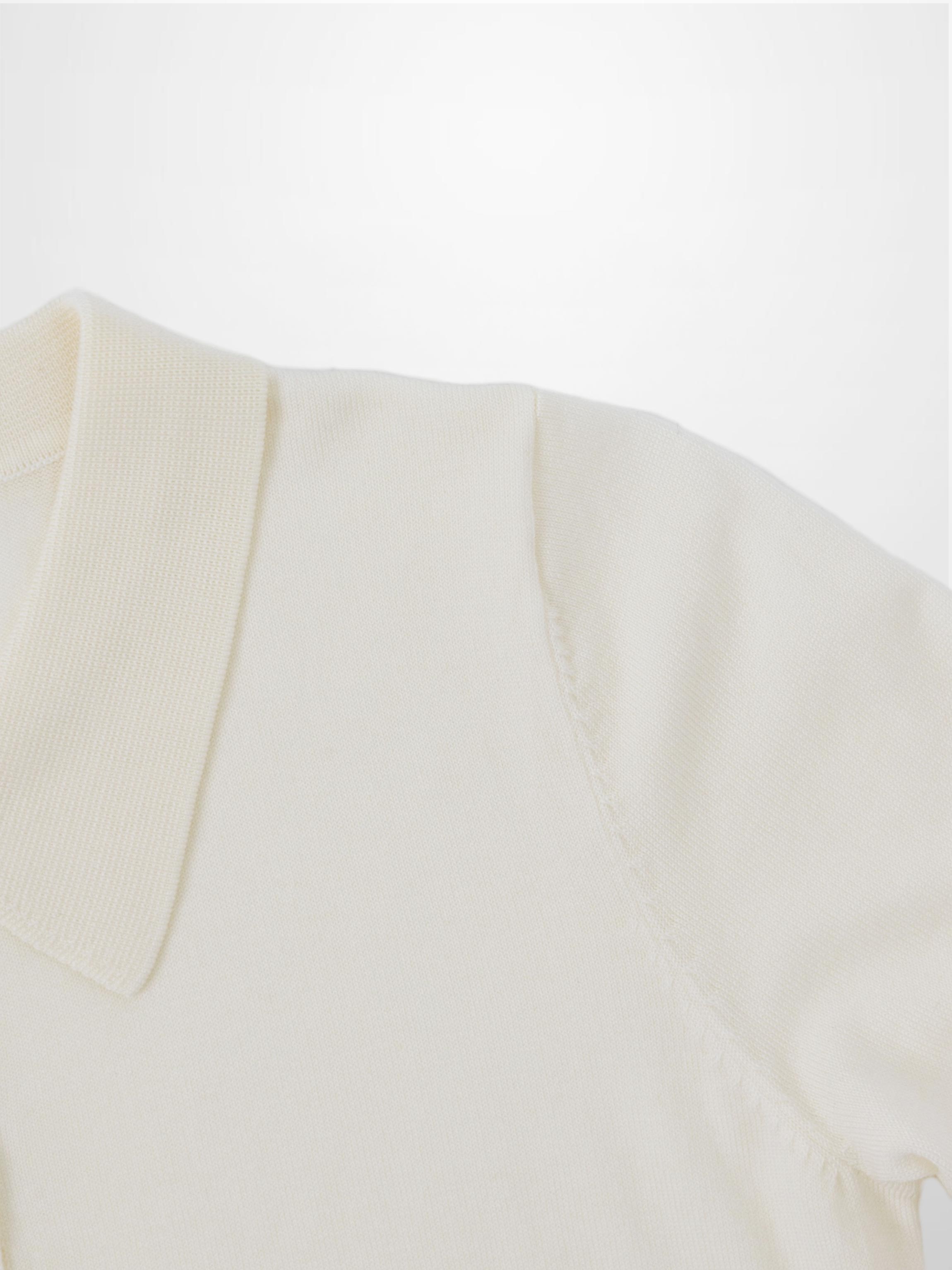 Wool Blend Collared Cardigan-Ivory-3