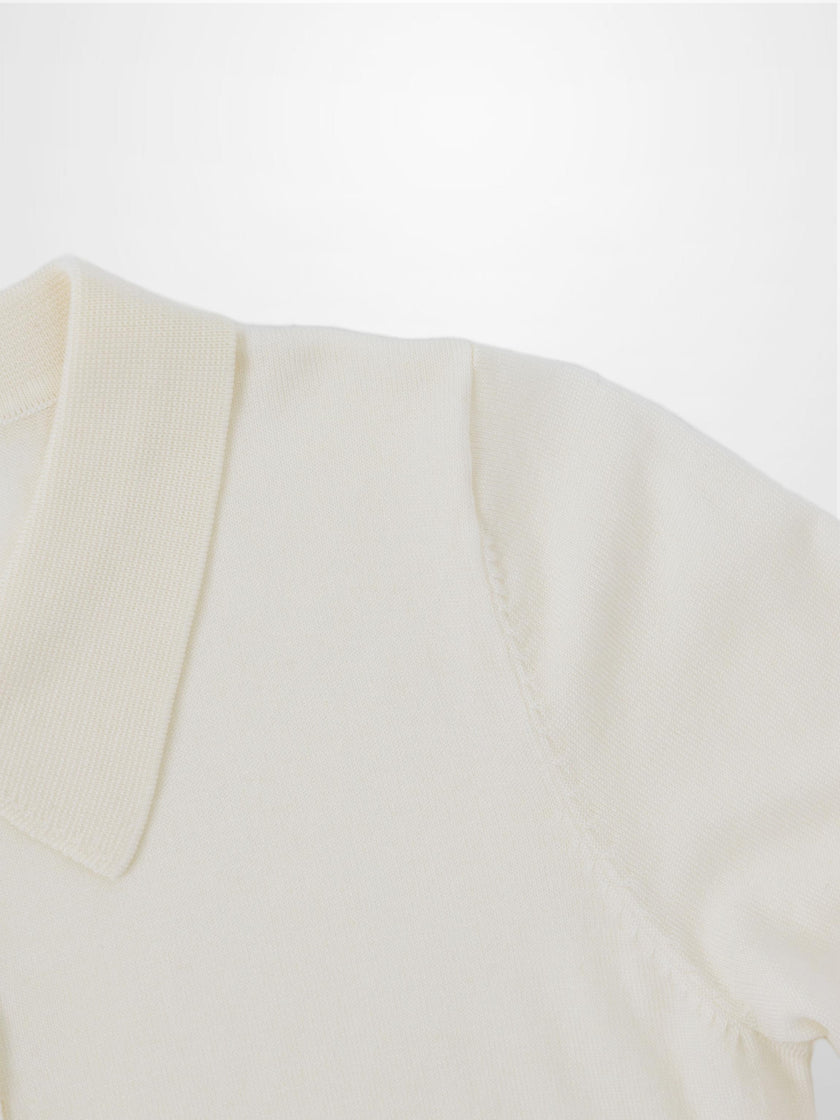 Wool Blend Collared Cardigan-Ivory-3