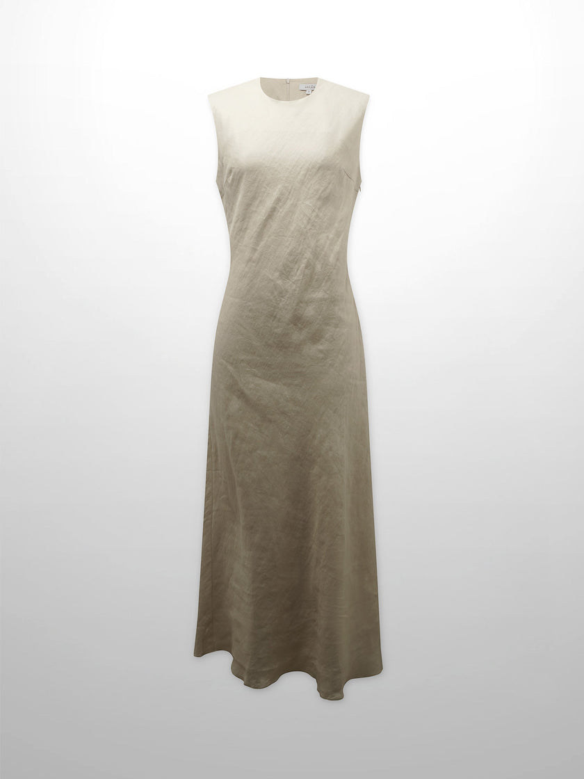 Linen A-Line Slip Dress-Ecru