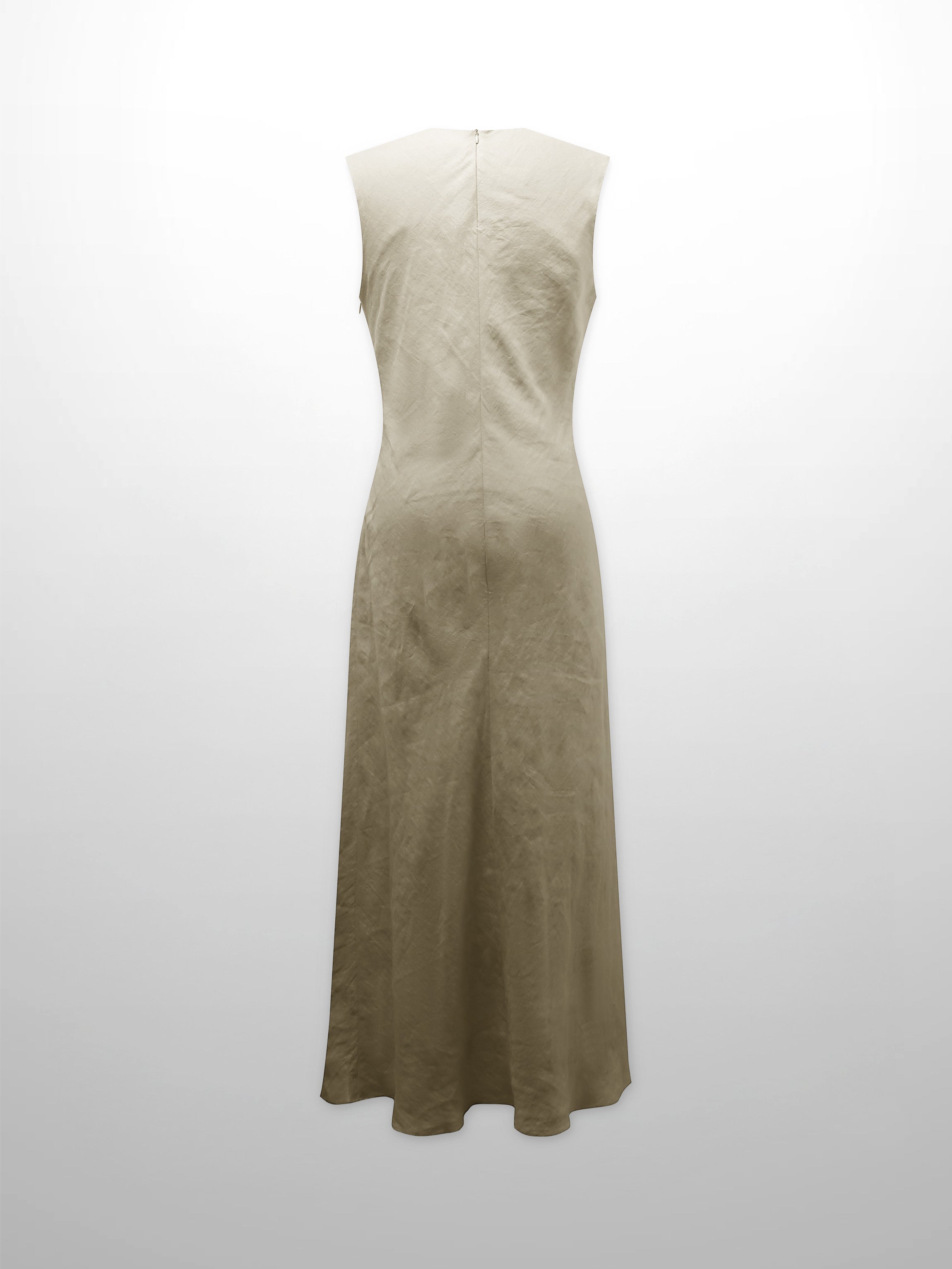 Linen A-Line Slip Dress-Ecru