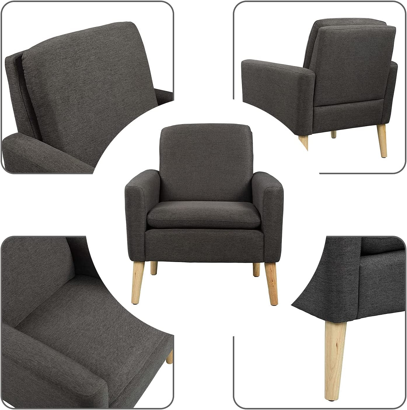 Comfy Modern Black Accent Armchair for Living Room-2